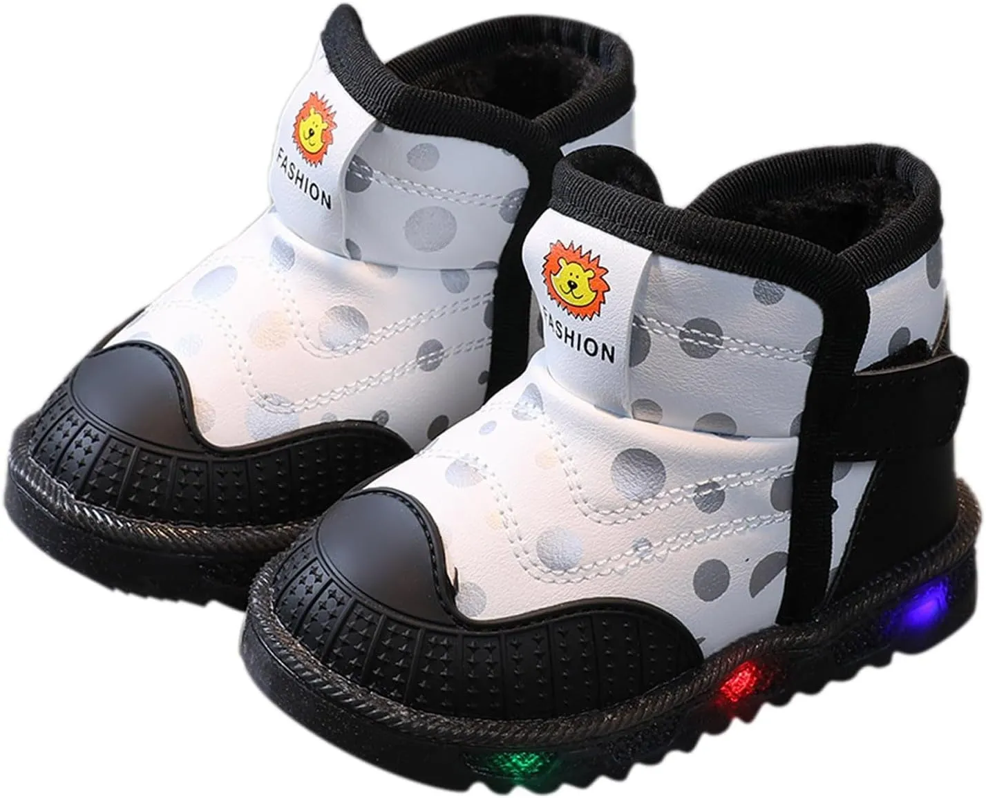 High Top Light Up Toddler Sneakers Boys Girls Cotton Plush Fashion Warm Sneaker Cute Casual Walking Snow Baby Boots