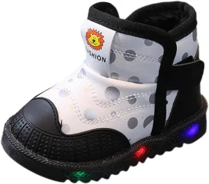 High Top Light Up Toddler Sneakers Boys Girls Cotton Plush Fashion Warm Sneaker Cute Casual Walking Snow Baby Boots