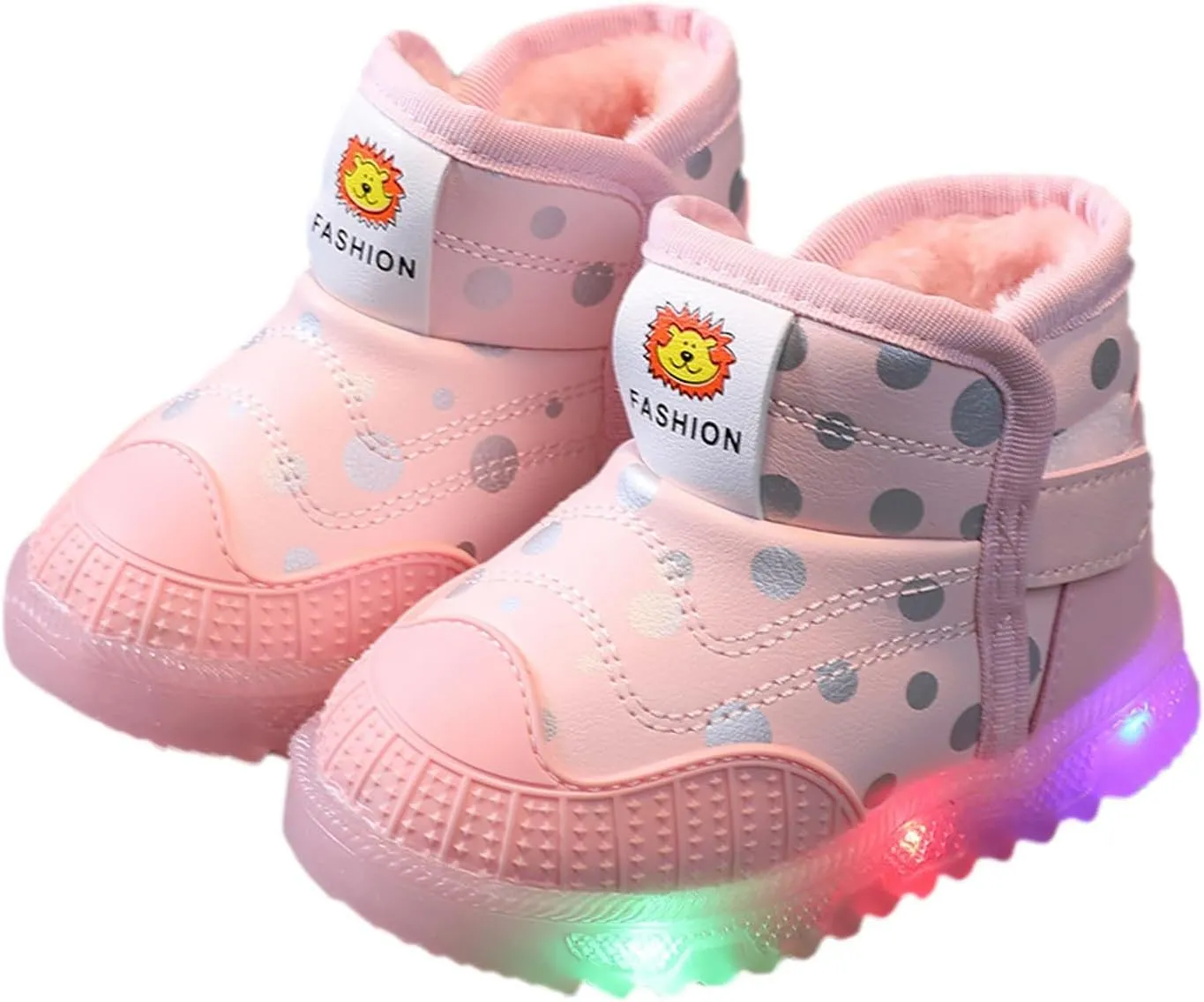 High Top Light Up Toddler Sneakers Boys Girls Cotton Plush Fashion Warm Sneaker Cute Snow Boots for Toddler Size 5