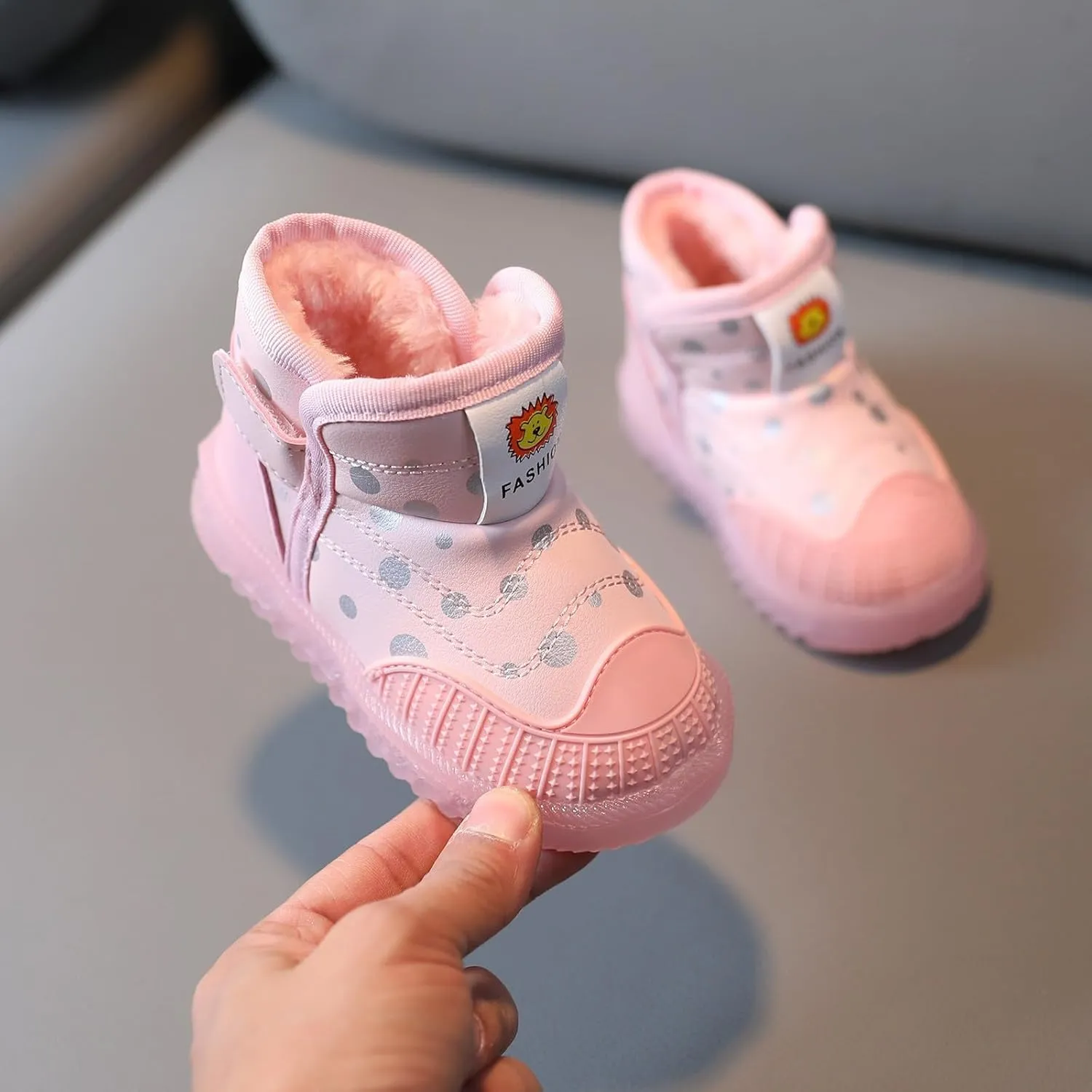 High Top Light Up Toddler Sneakers Boys Girls Cotton Plush Fashion Warm Sneaker Cute Snow Boots for Toddler Size 5