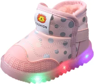 High Top Light Up Toddler Sneakers Boys Girls Cotton Plush Fashion Warm Sneaker Cute Snow Boots for Toddler Size 5