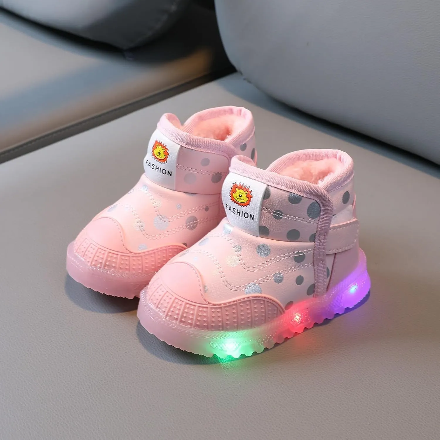 High Top Light Up Toddler Sneakers Boys Girls Cotton Plush Fashion Warm Sneaker Cute Snow Boots for Toddler Size 5