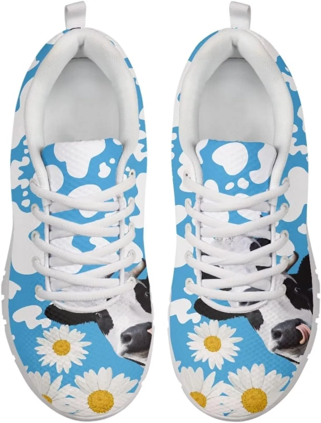 HUGS IDEA Cat Eyes Pattern Cute Women's Casual Sneakers Comfort Running Shoes