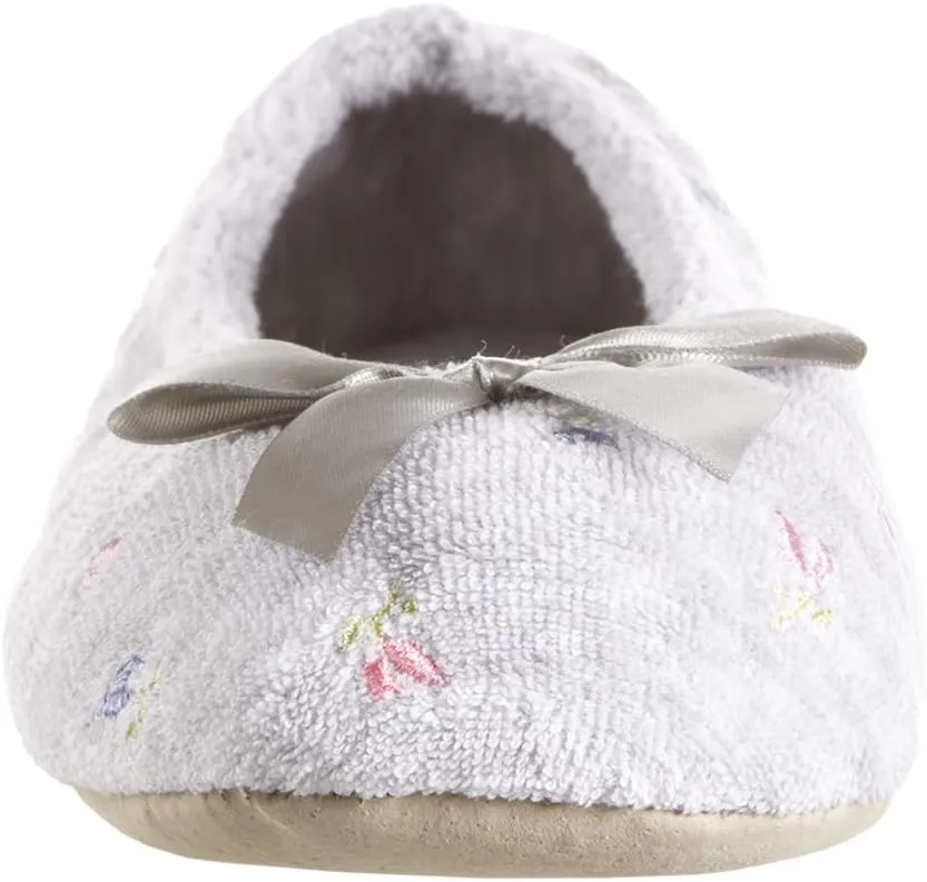 isotoner Women's Embroidered Terry Ballerina Slippers