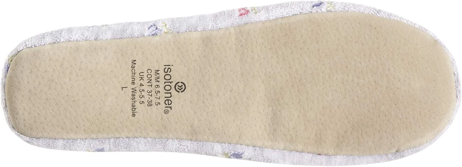 isotoner Women's Embroidered Terry Ballerina Slippers