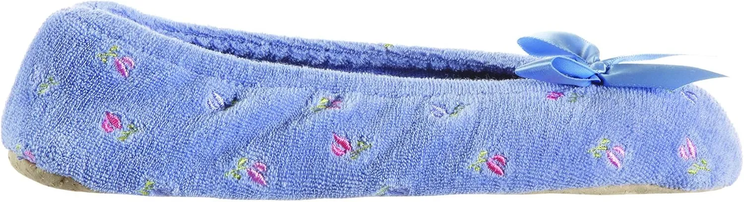 isotoner Women's Embroidered Terry Ballerina Slippers