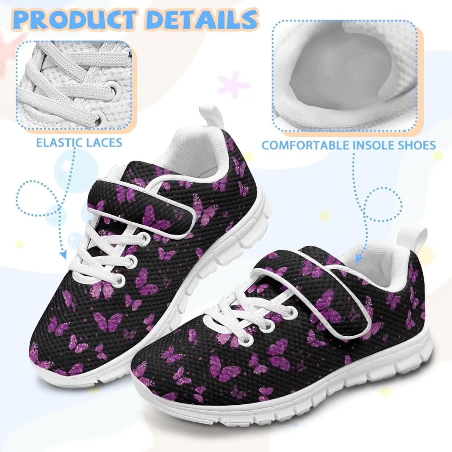 Kids Athletic Sneakers for Girls Boys Slip On Shoes