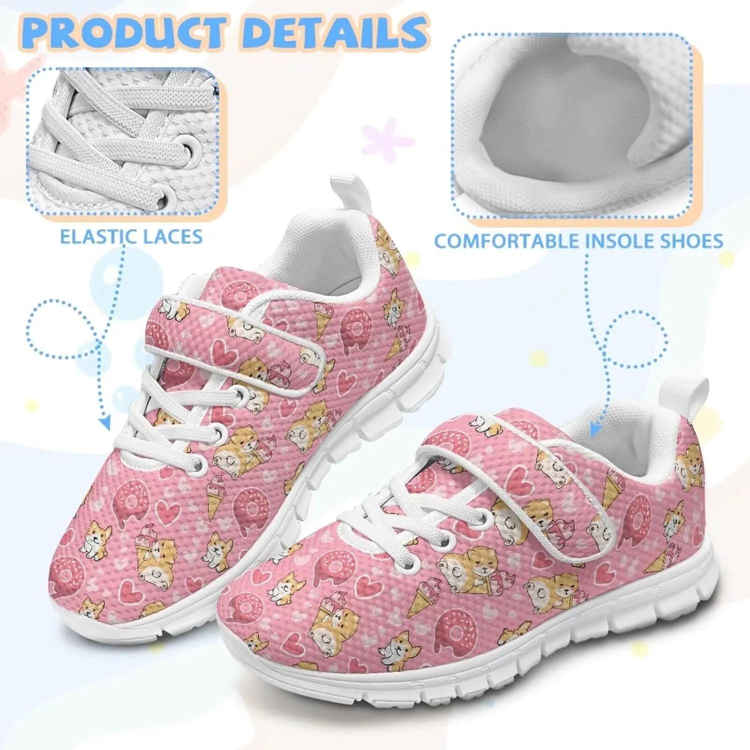 Kids Athletic Sneakers for Girls Boys Slip On Shoes