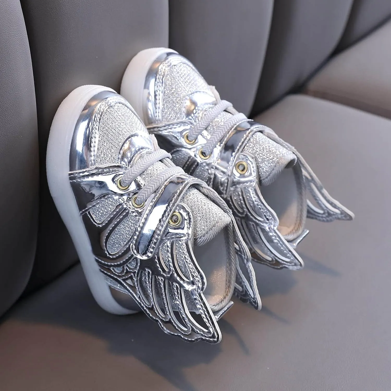 Kids Boys Girls Lights Luminous Sports Shoes Athletic Wing Trainers High-top Lightweight Soft Breathable Sneakers