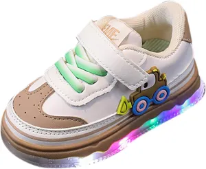 Kids Light Up Flashing Sneaker Athletic Running Shoes Lace-Up Luminous Trainer for Little Girls Boys Casual Shoes
