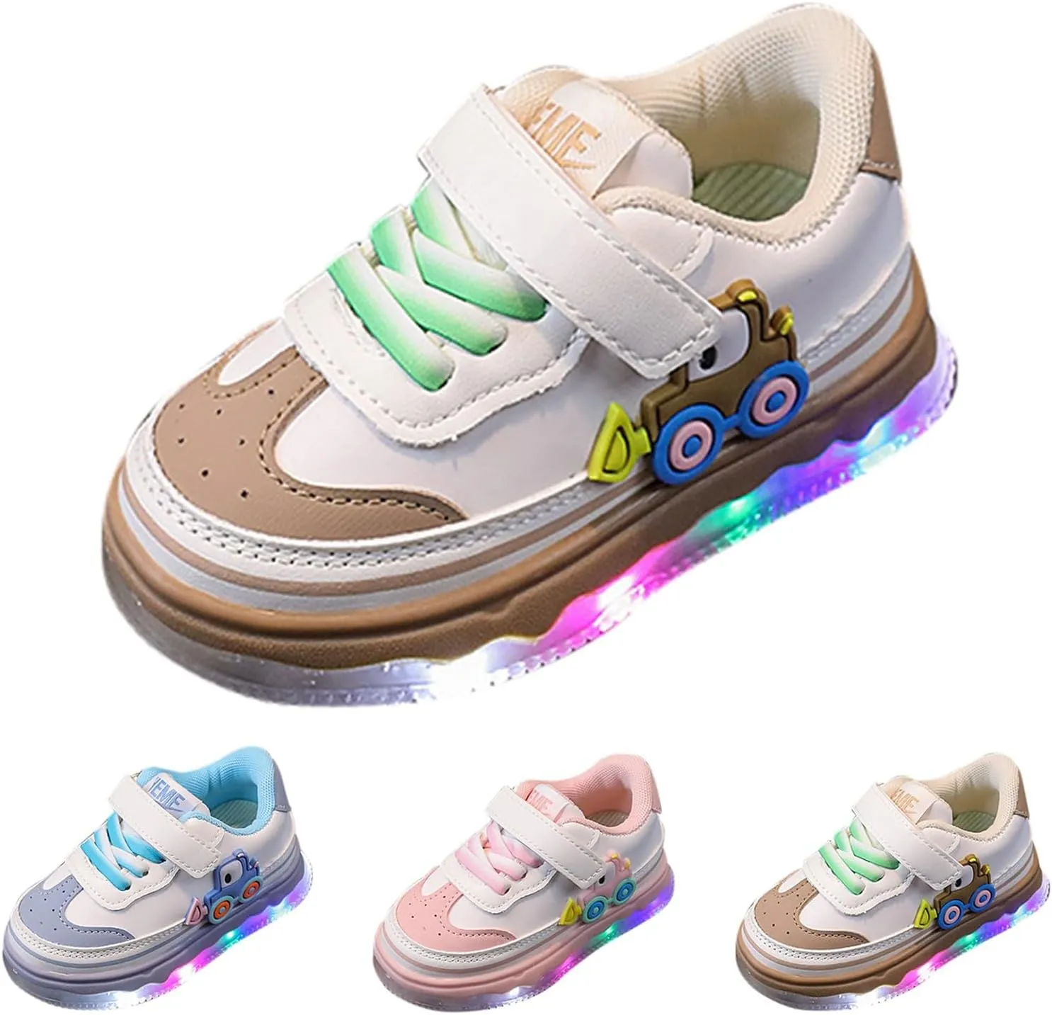 Kids Light Up Flashing Sneaker Athletic Running Shoes Lace-Up Luminous Trainer for Little Girls Boys Casual Shoes