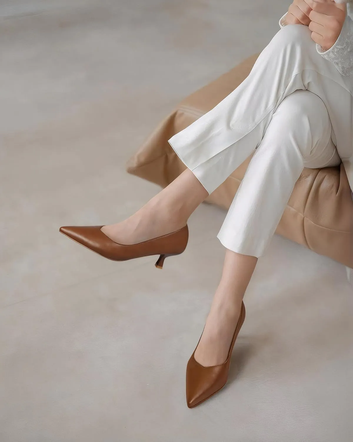 Kitten Heels for Women Pumps Closed Pointed Toe Heels 2 in Low Heels Comfy Formal Work Pumps