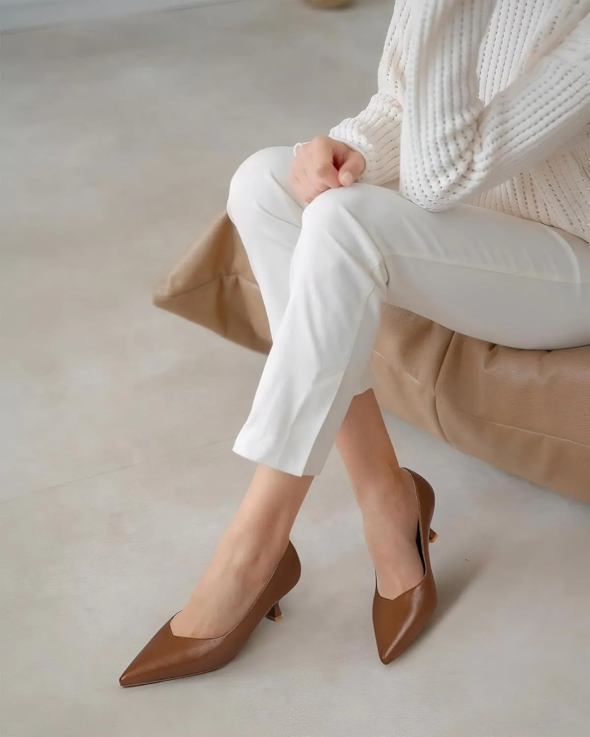 Kitten Heels for Women Pumps Closed Pointed Toe Heels 2 in Low Heels Comfy Formal Work Pumps