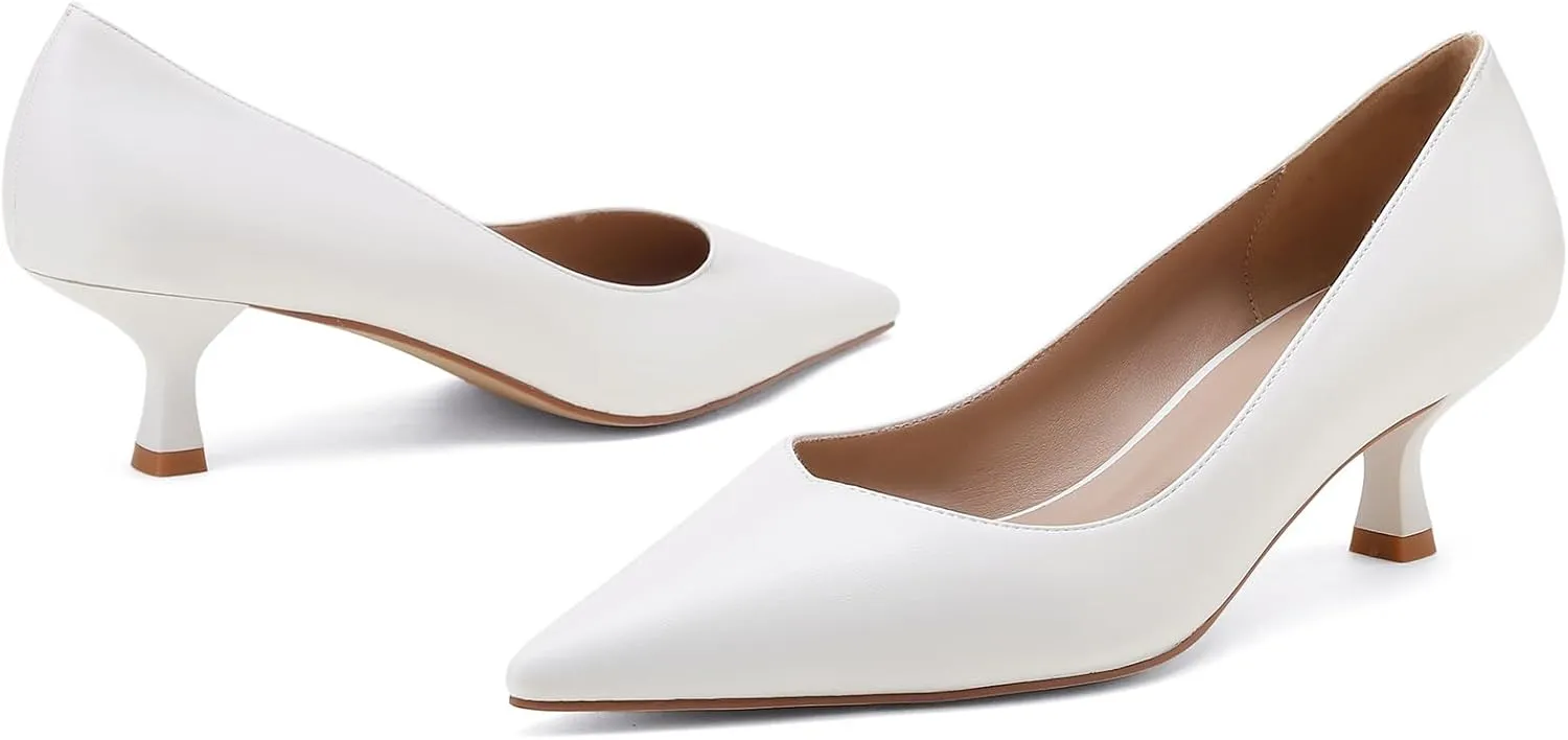 Kitten Heels for Women Pumps Closed Pointed Toe Heels 2 in Low Heels Comfy Formal Work Pumps