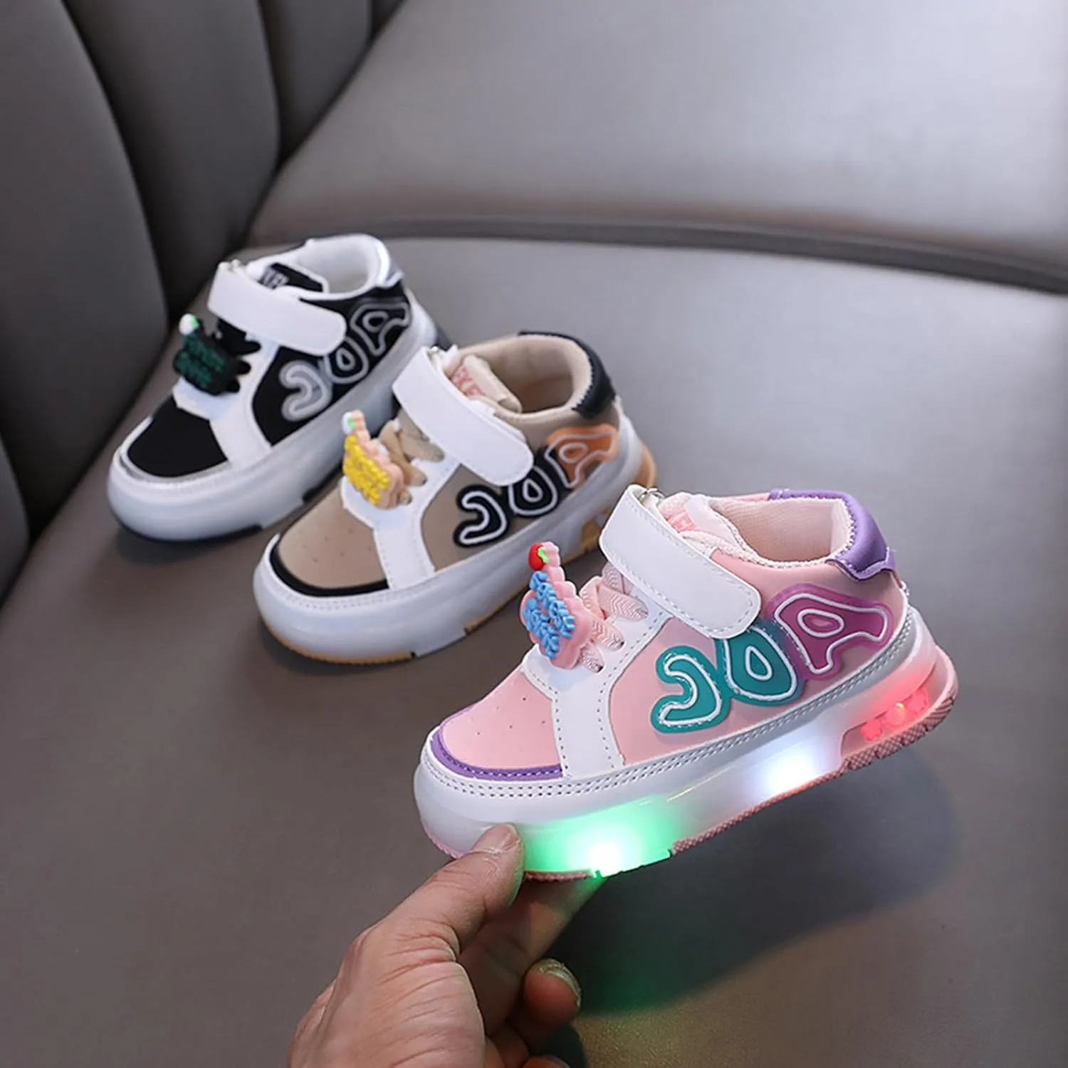Led Light Up Sneaker for Toddler Baby Infant Newborn Outdoor First Walking Sport Shoes Girls Boys Slip On Cozy Shoes