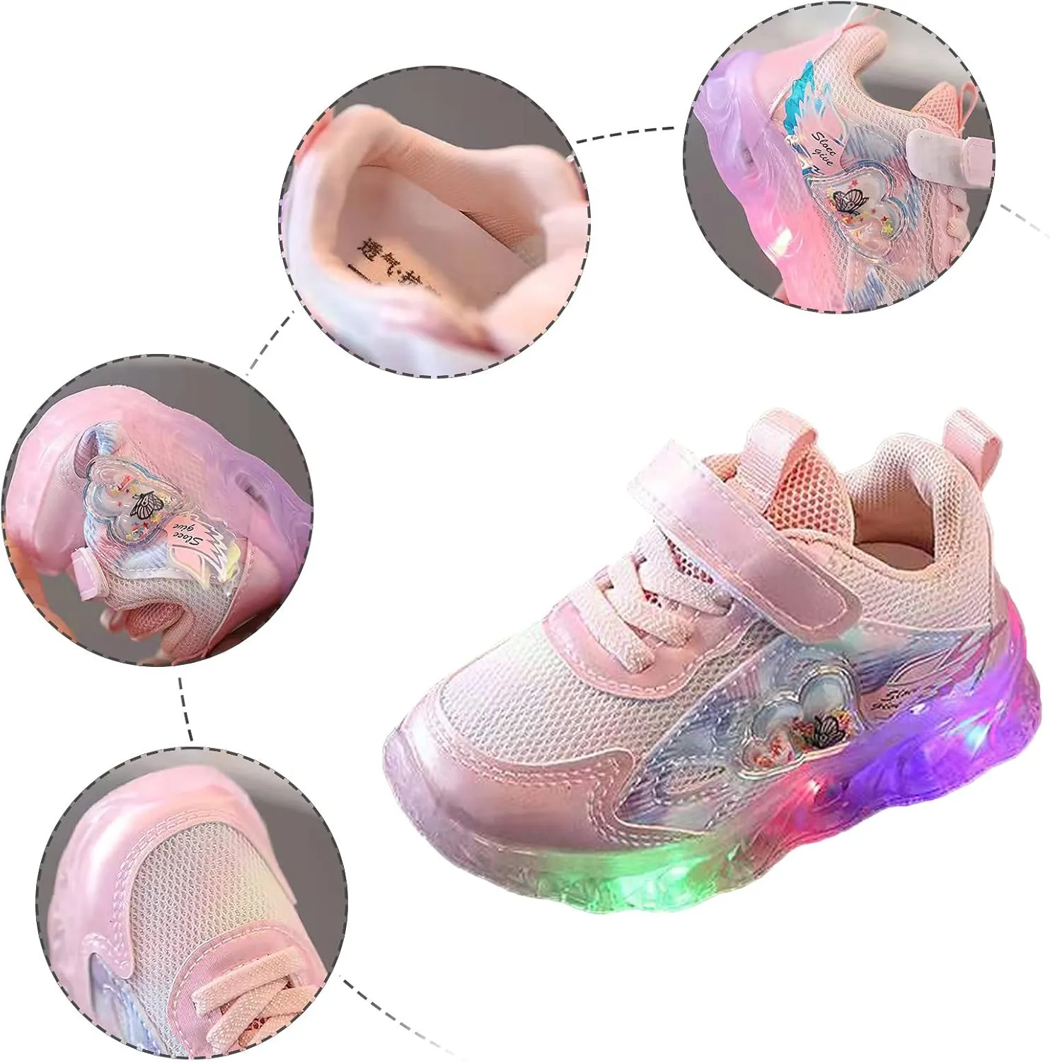 Light Up Shoes for Girls, Toddler Cute Fashion Flashing Running Athletic Sneakers Lightweight Glowing Tennis Trainer
