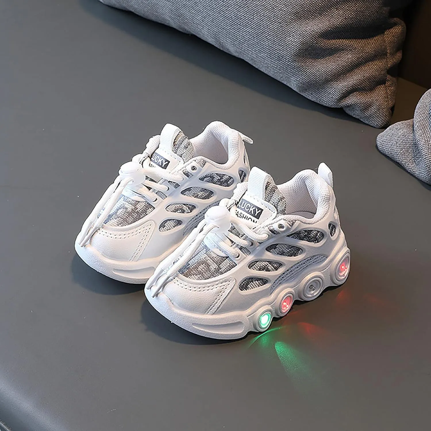 Light Up Shoes for Kids Fashion Adjustable Strap Lace-Up Athletic Sport Walking Sneakers for Girls Sneaker High Tops