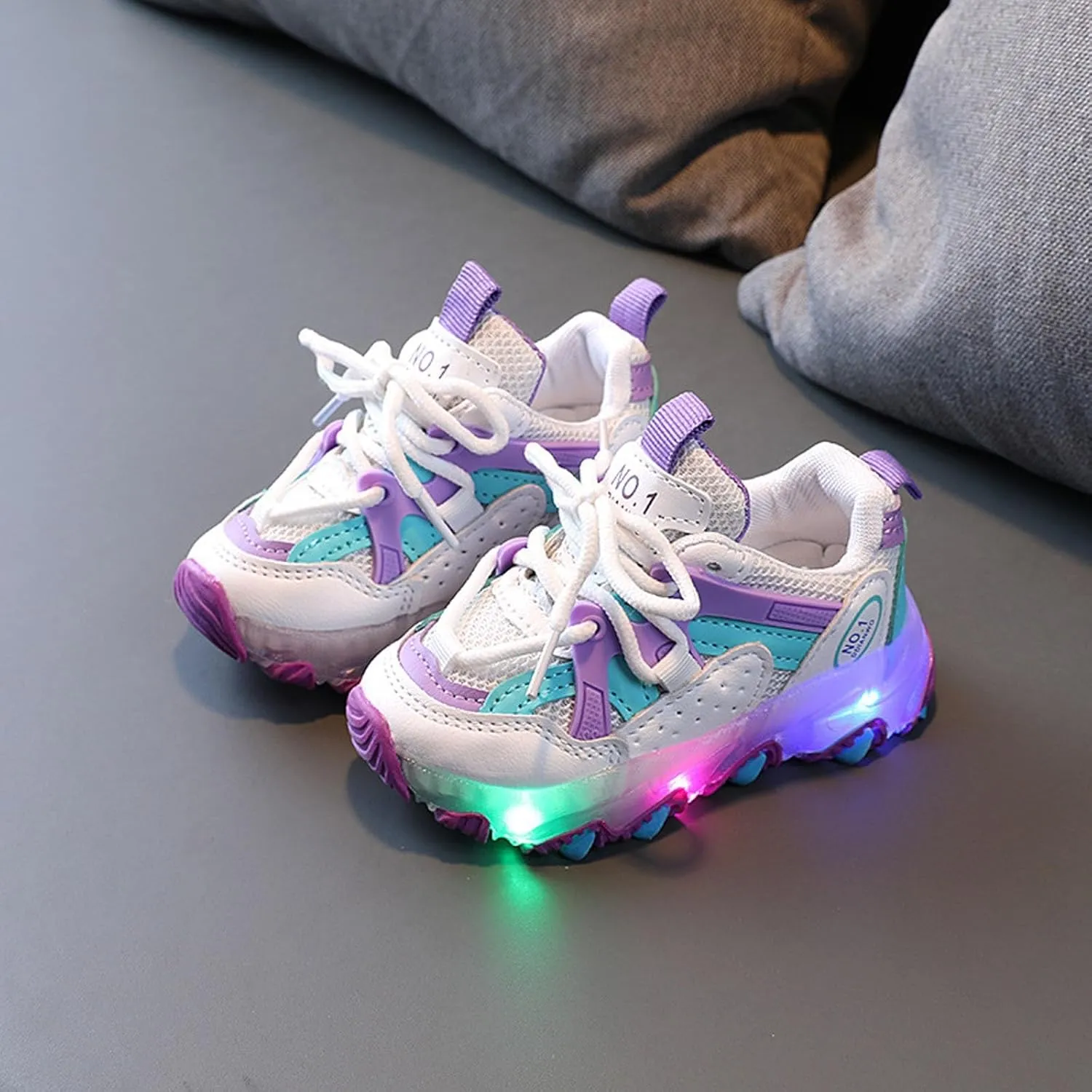 Light Up Shoes Toddler Girls Boys Little Kid Lightweight LED Flashing Glitter Mesh Breathable Girls High Tops Size 12