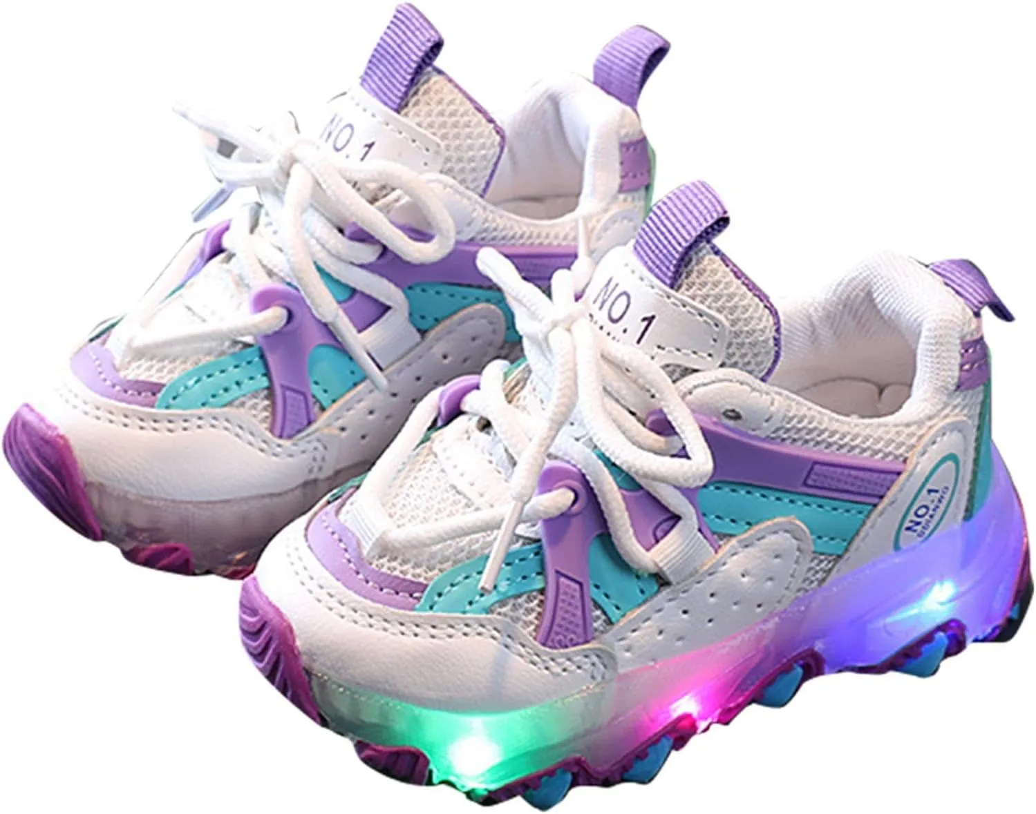 Light Up Shoes Toddler Girls Boys Little Kid Lightweight LED Flashing Glitter Mesh Breathable Girls High Tops Size 12