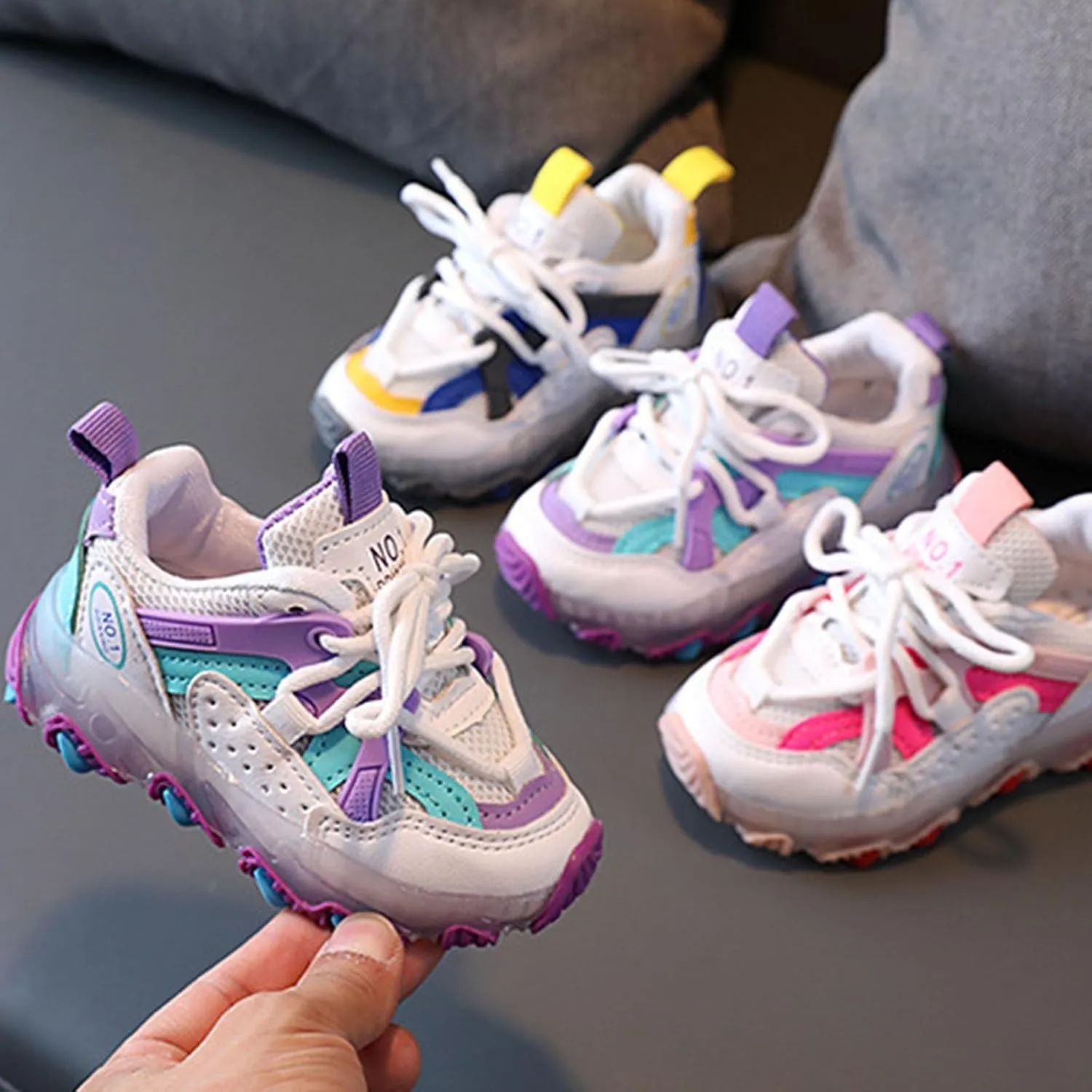 Light Up Shoes Toddler Girls Boys Little Kid Lightweight LED Flashing Glitter Mesh Breathable Girls High Tops Size 12