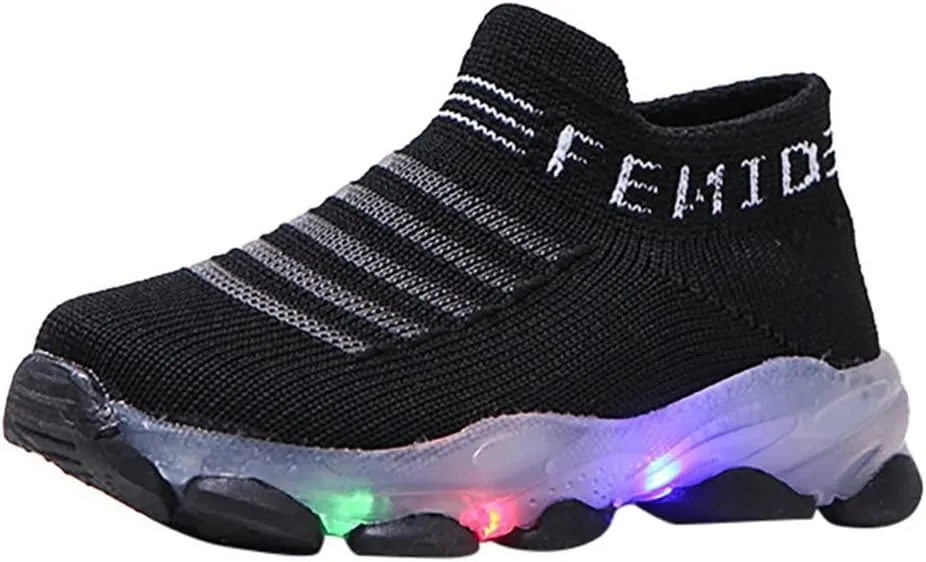 Light Up Sock Shoes for Girls Boys Toddler Kids Mesh Flashing Sneakers Breathable Sport Walking Running Shoes 18 Month Sandals Girl
