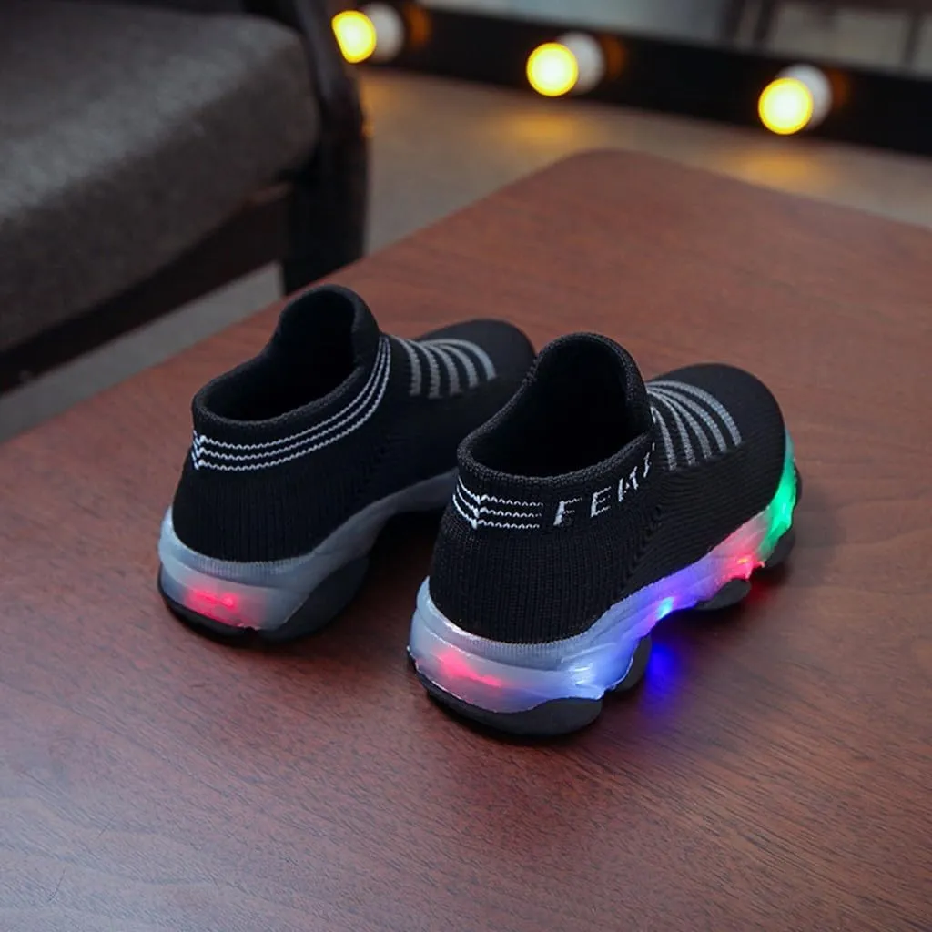 Light Up Sock Shoes for Girls Boys Toddler Kids Mesh Flashing Sneakers Breathable Sport Walking Running Shoes 18 Month Sandals Girl