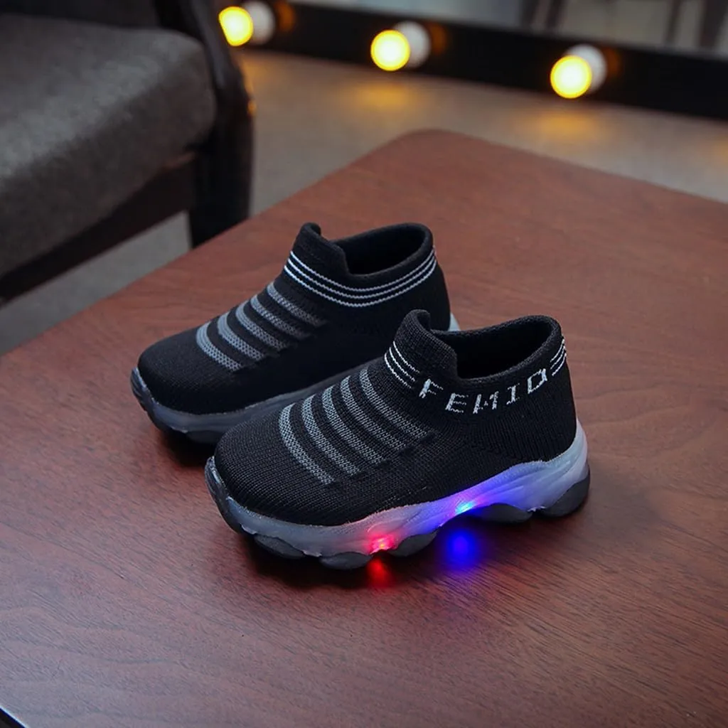 Light Up Sock Shoes for Girls Boys Toddler Kids Mesh Flashing Sneakers Breathable Sport Walking Running Shoes 18 Month Sandals Girl