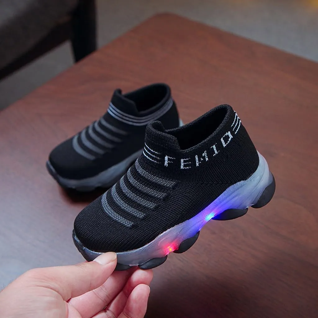 Light Up Sock Shoes for Girls Boys Toddler Kids Mesh Flashing Sneakers Breathable Sport Walking Running Shoes 18 Month Sandals Girl