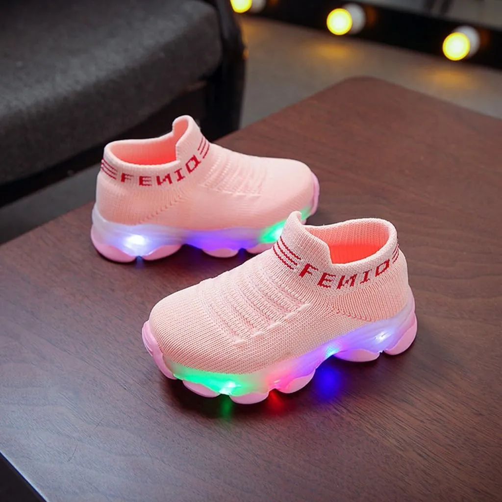 Light Up Sock Shoes for Girls Boys Toddler Kids Mesh Flashing Sneakers Breathable Sport Walking Running Shoes 18 Month Sandals Girl