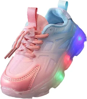 Little Boys Girls Light Up Shoes Breathable Lightweight Comfy Soft Running Tennis Sneakers for High Shoes for Boys