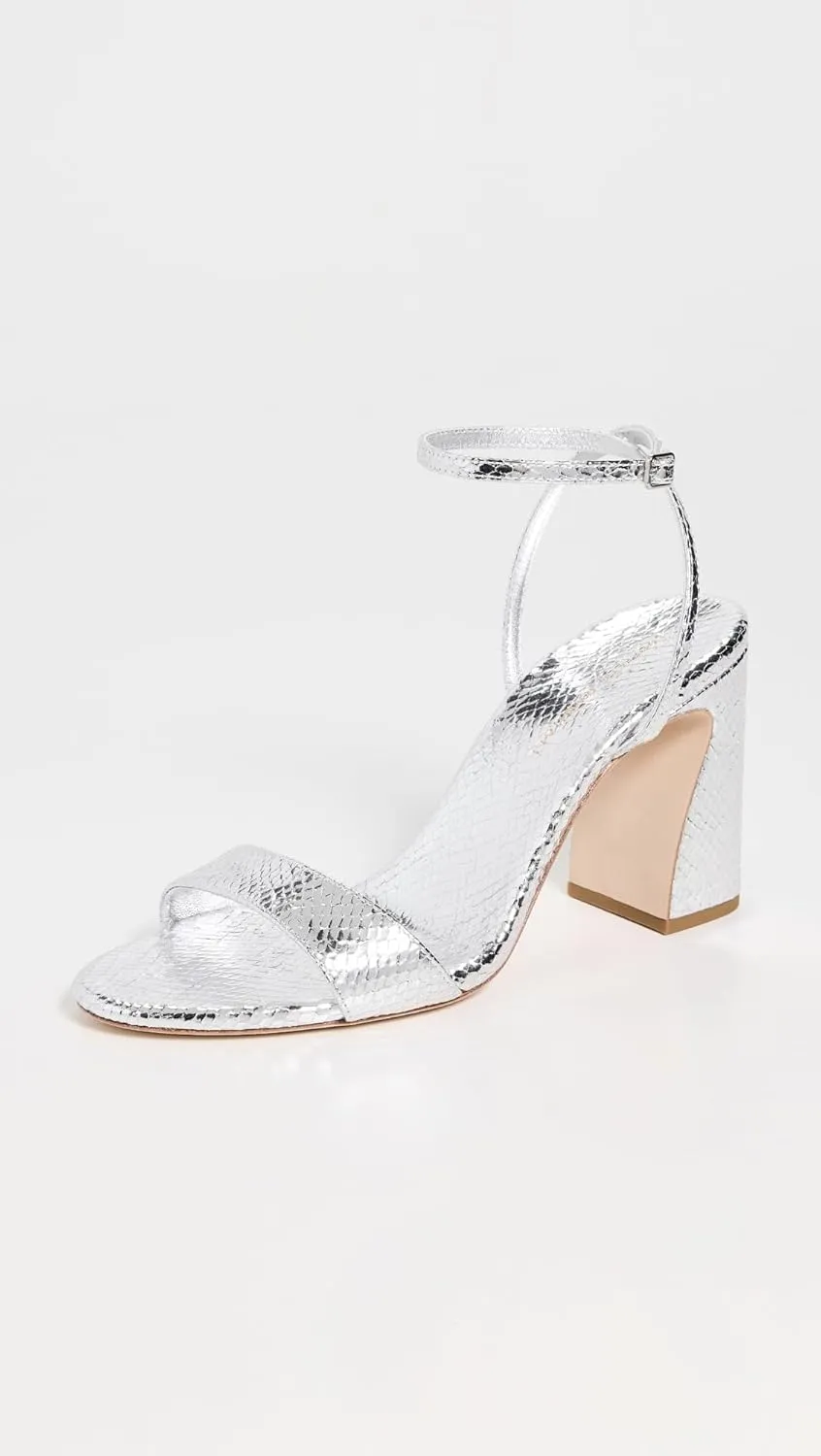 Loeffler Randall Women's Malia Curved Heel Simple Sandals with Ankle Wrap