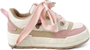 Loizziuy Pink Ice Cream Y2K Cute Canvas Shoes Casual Sneakers Sneaker Lace Up Comfort Platform Walking with Zipper for Women Girls