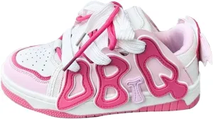Loizziuy Pink Strawberry Cute Sneakers Canvas Shoes Y2K Casual Sneaker Lace Up Comfort Platform Walking Zipper for Women Girls
