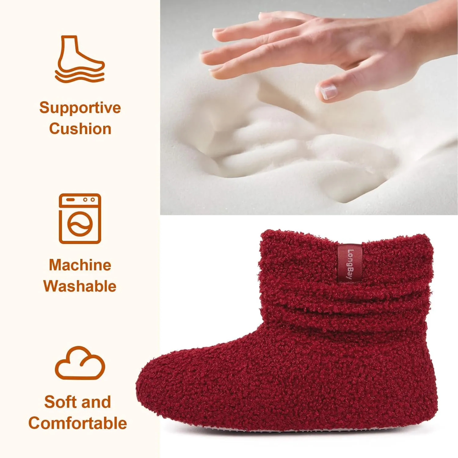 LongBay Womens Warm Curly Fur Bootie Slippers Comfy Plush Fleece Boots Memory Foam House Shoes