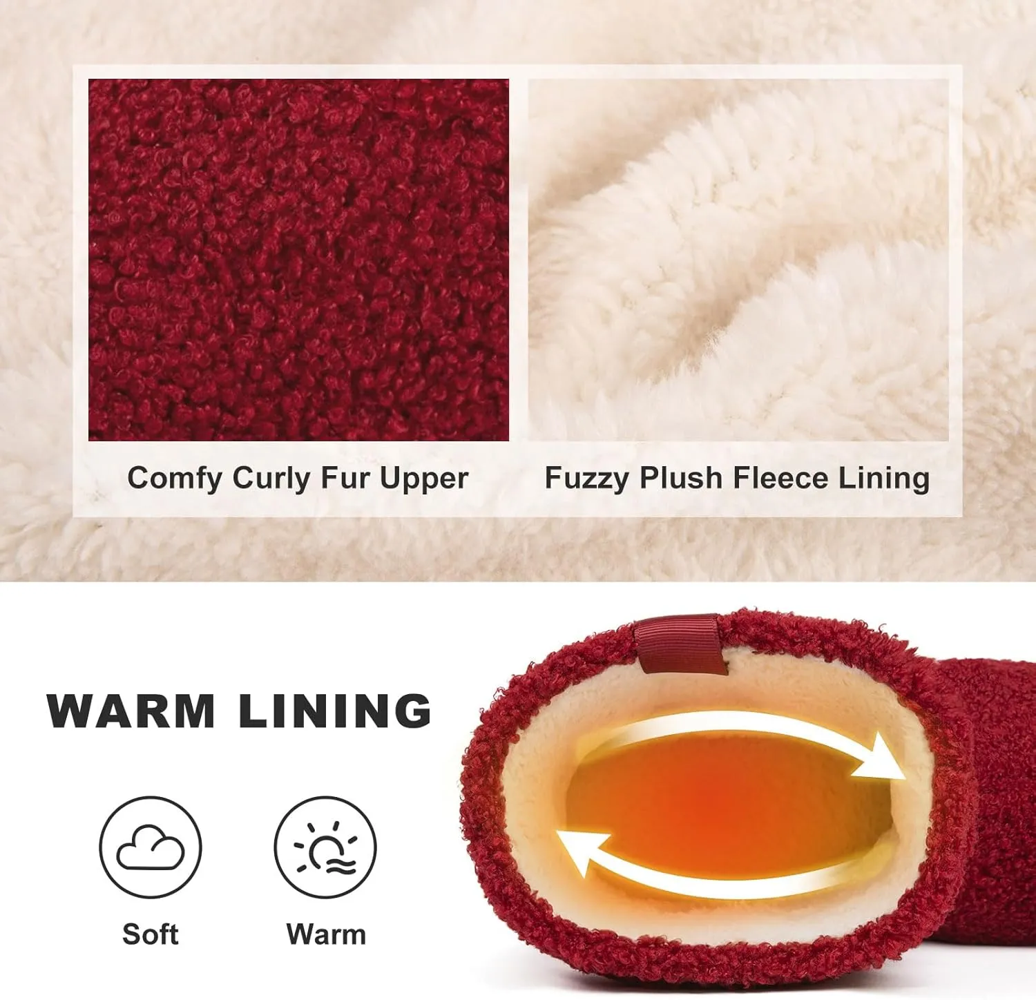 LongBay Womens Warm Curly Fur Bootie Slippers Comfy Plush Fleece Boots Memory Foam House Shoes