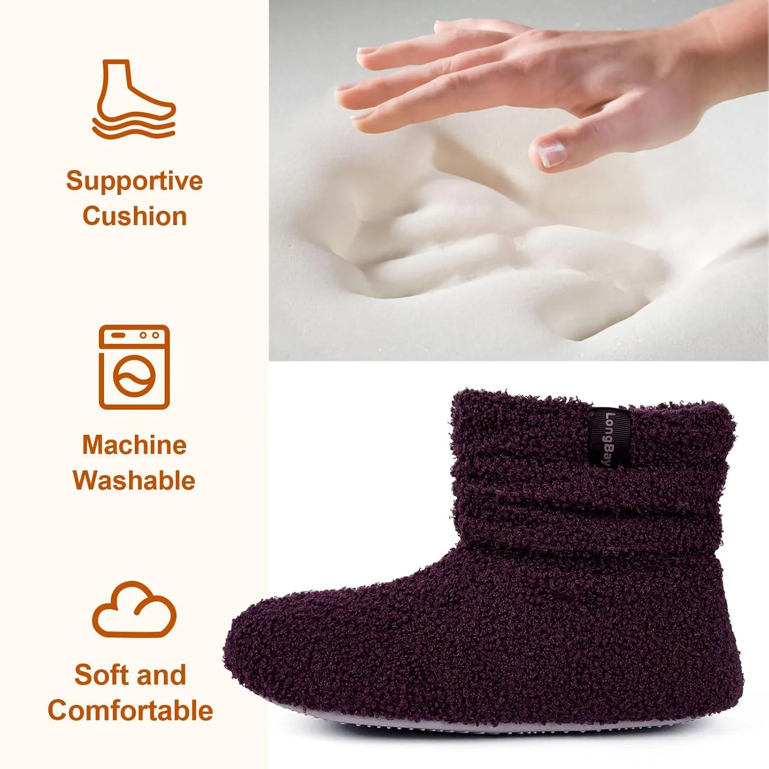 LongBay Womens Warm Curly Fur Bootie Slippers Comfy Plush Fleece Boots Memory Foam House Shoes