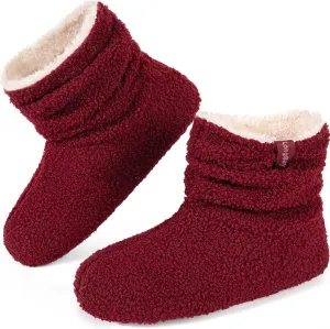 LongBay Womens Warm Curly Fur Bootie Slippers Comfy Plush Fleece Boots Memory Foam House Shoes