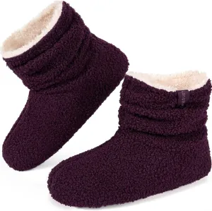 LongBay Womens Warm Curly Fur Bootie Slippers Comfy Plush Fleece Boots Memory Foam House Shoes
