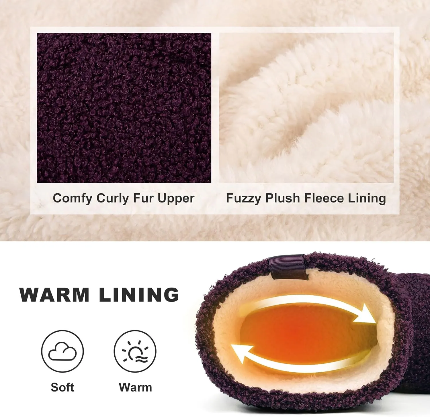 LongBay Womens Warm Curly Fur Bootie Slippers Comfy Plush Fleece Boots Memory Foam House Shoes