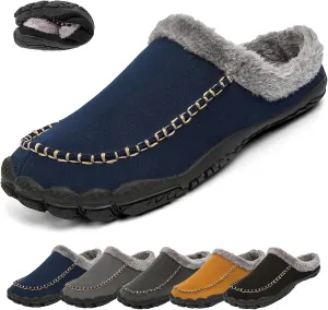 Lossarye Men's Winter Warm Moccasin Slippers,Slip-on Memory Foam Lightweight Anti-Slip Cozy Fuzzy House Slippers Wide Indoor Outdoor Shoes
