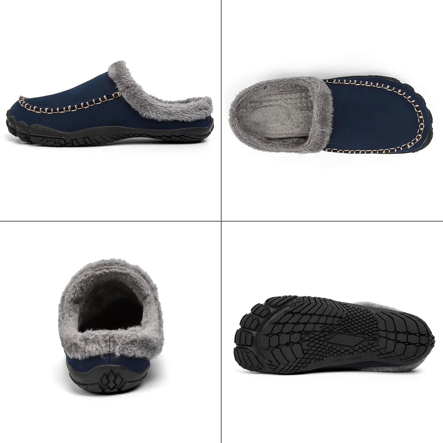 Lossarye Men's Winter Warm Moccasin Slippers,Slip-on Memory Foam Lightweight Anti-Slip Cozy Fuzzy House Slippers Wide Indoor Outdoor Shoes