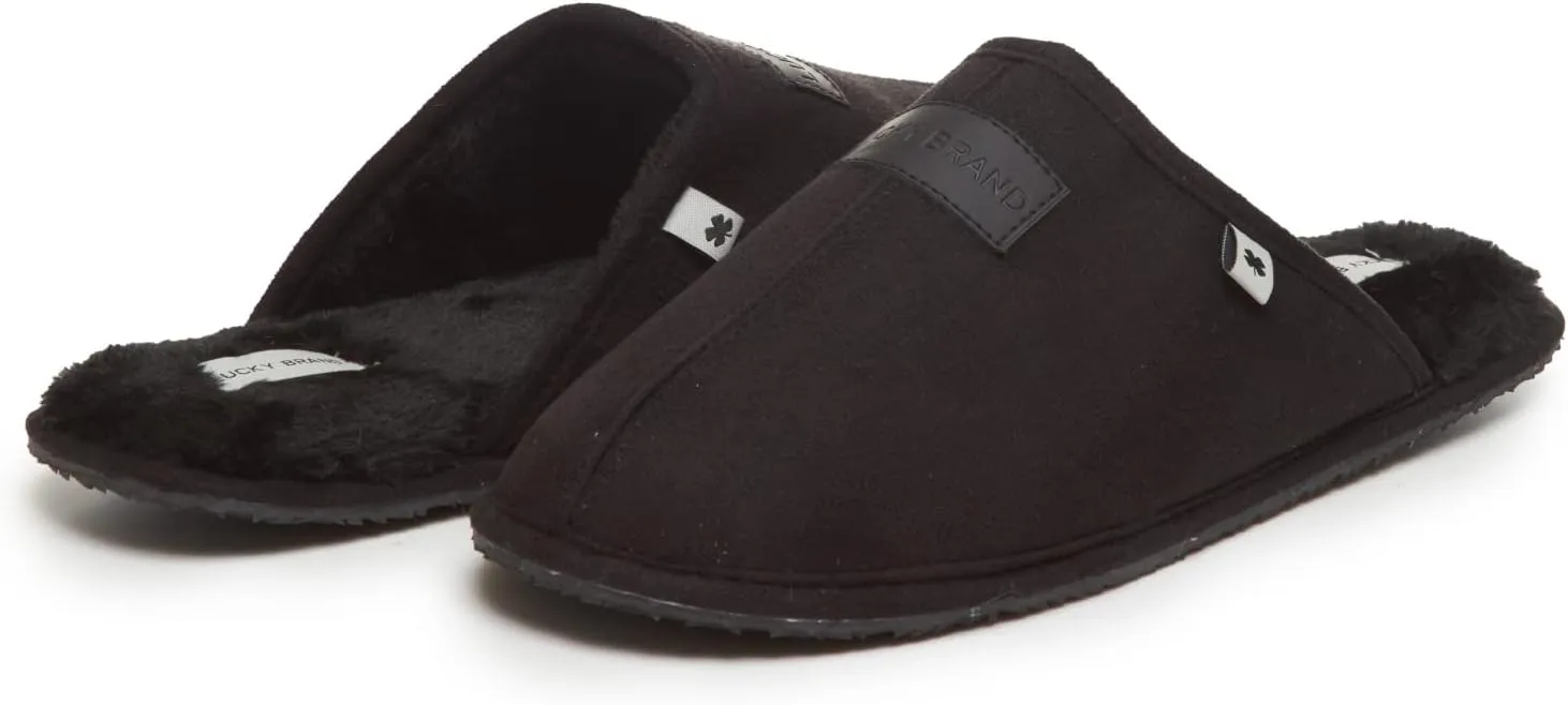 Lucky Brand Micro-Suede Scuff Indoor Slippers for Men with Plush Lining