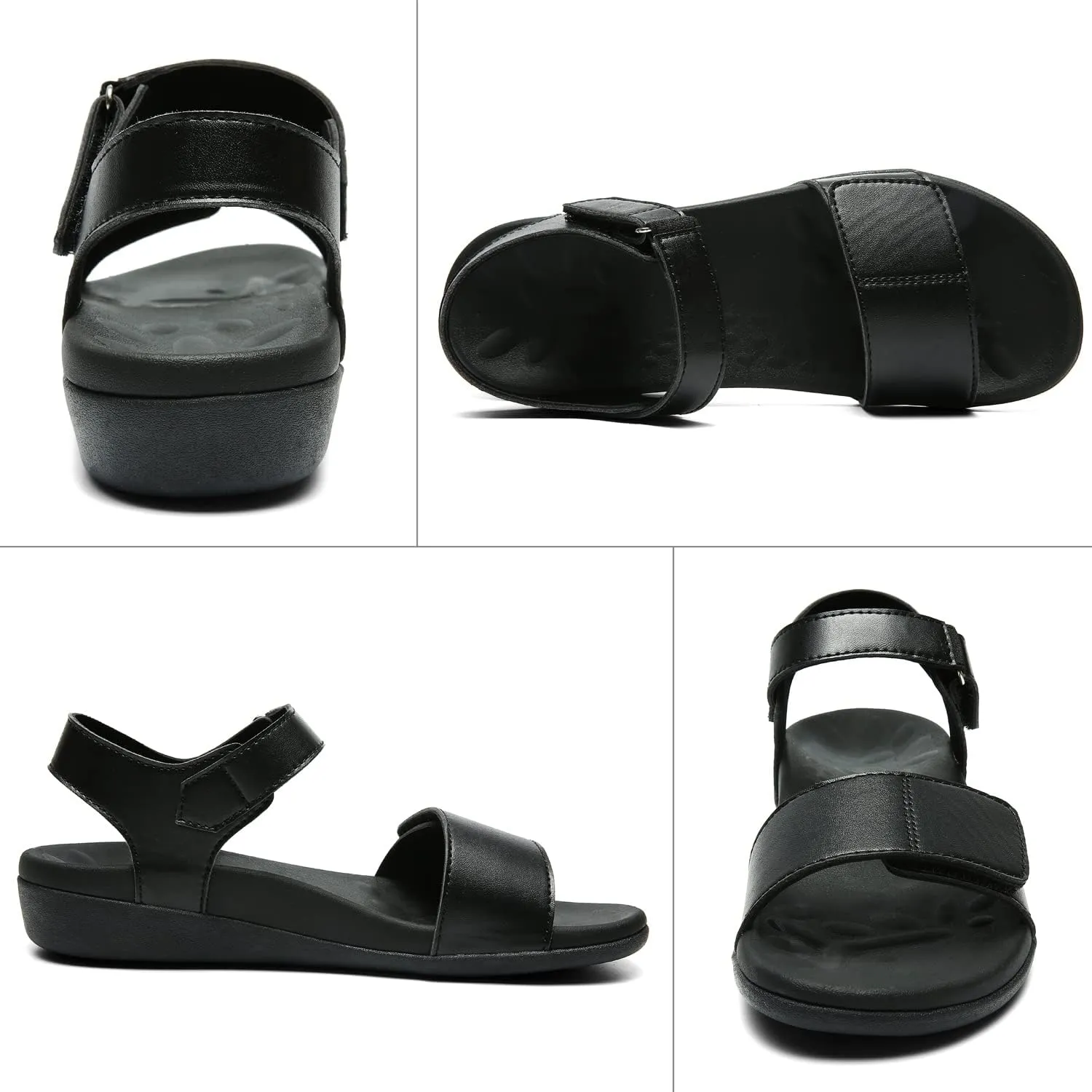 MEGNYA Comfortable Arch Support Walking Sandals for Women, Plantar Fasciitis Slides with Soft Straps, Orthotic Sandals with Non-Slip Lightweight Sole