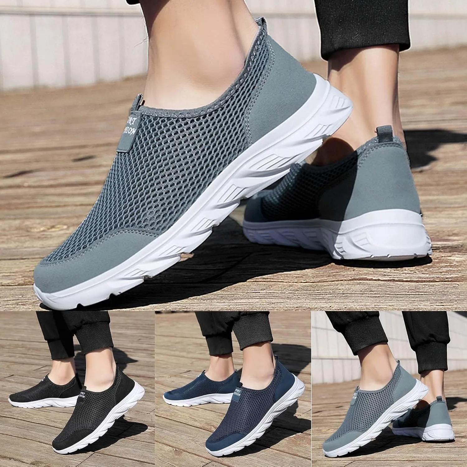 Men Shoes Summer Lightweight Breathable Casual Single Mesh Casual Running Shoes Sneaker Men Leather