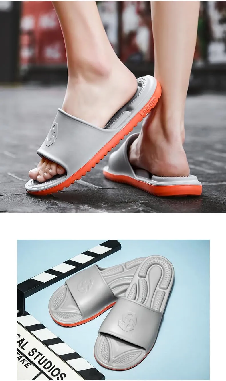 Men Shower Pool Flip Flops Fast Dry Anti Slip EVA Soft Slippers Shoes Slides for Bedroom Pool College Dorm Gym Beach Sandals