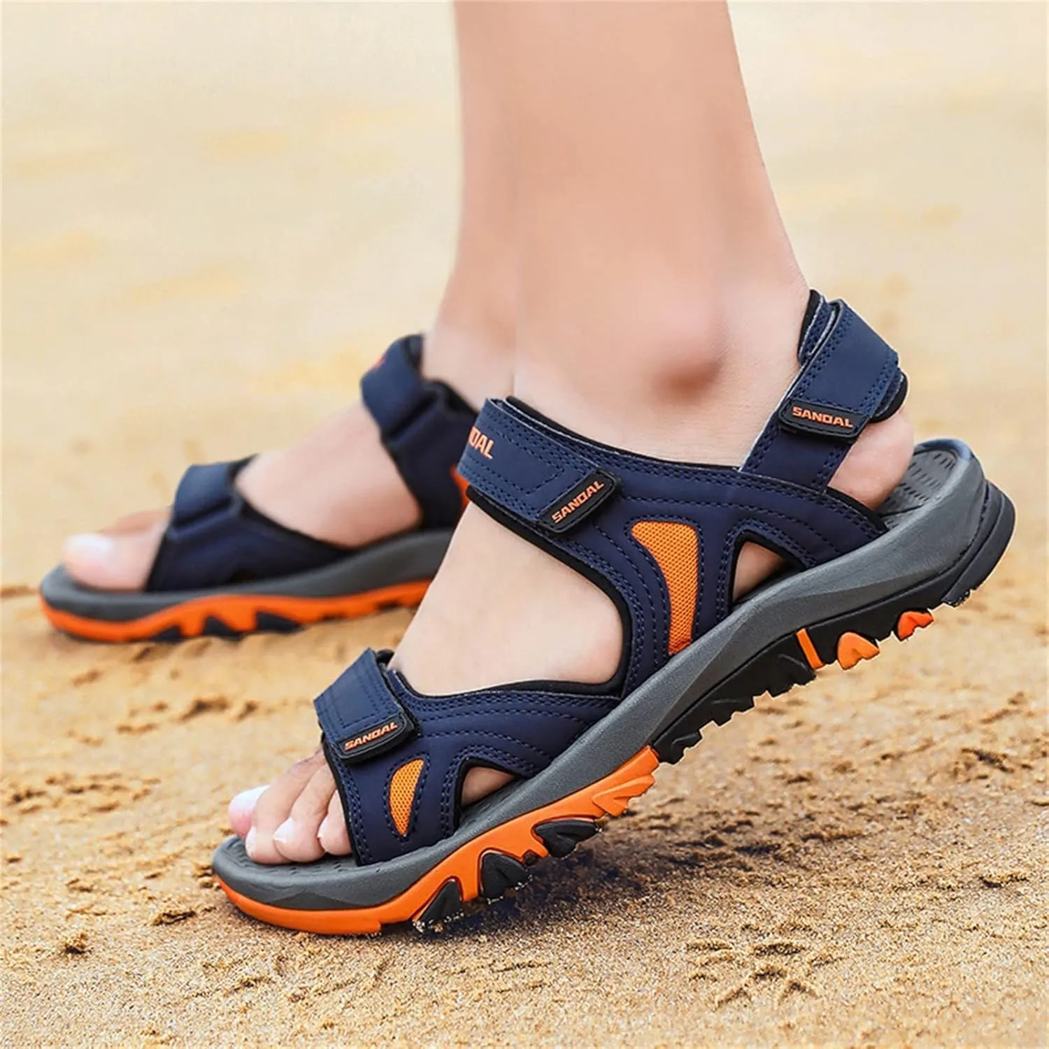 Men's Beach Sandals Summer Two Way Outdoor Sports Sandals Adjustable Strap Walking Mens Memory Foam Sandals Size 14