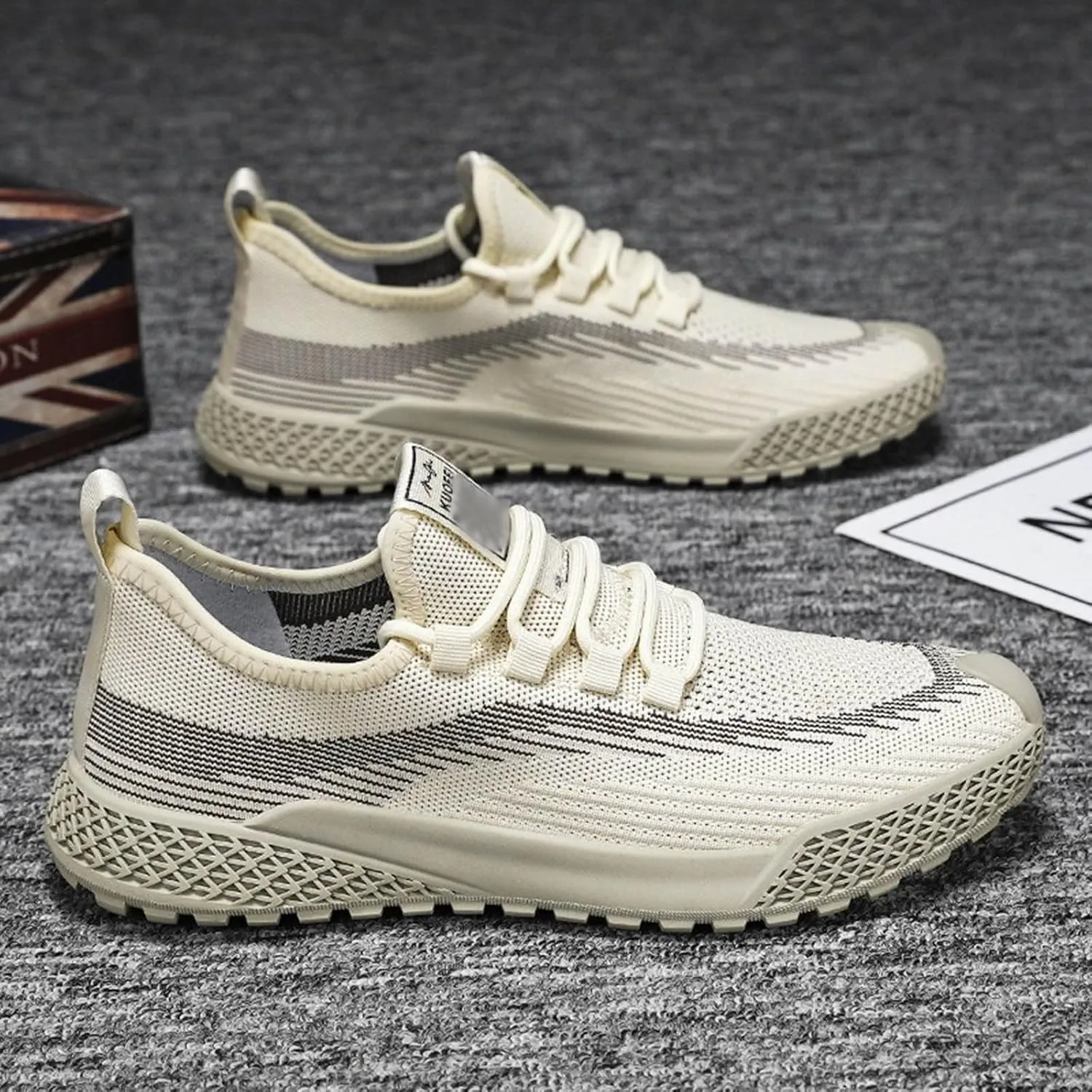 Men's City Streetwear Shoes Breathable Mesh with Elastic Quick-Dry Liing - Lightweight Comfort for Daily Commuting & Casual Outings Mens Casual Slip On Lace Up Walking Shoe Indoor Sneaker