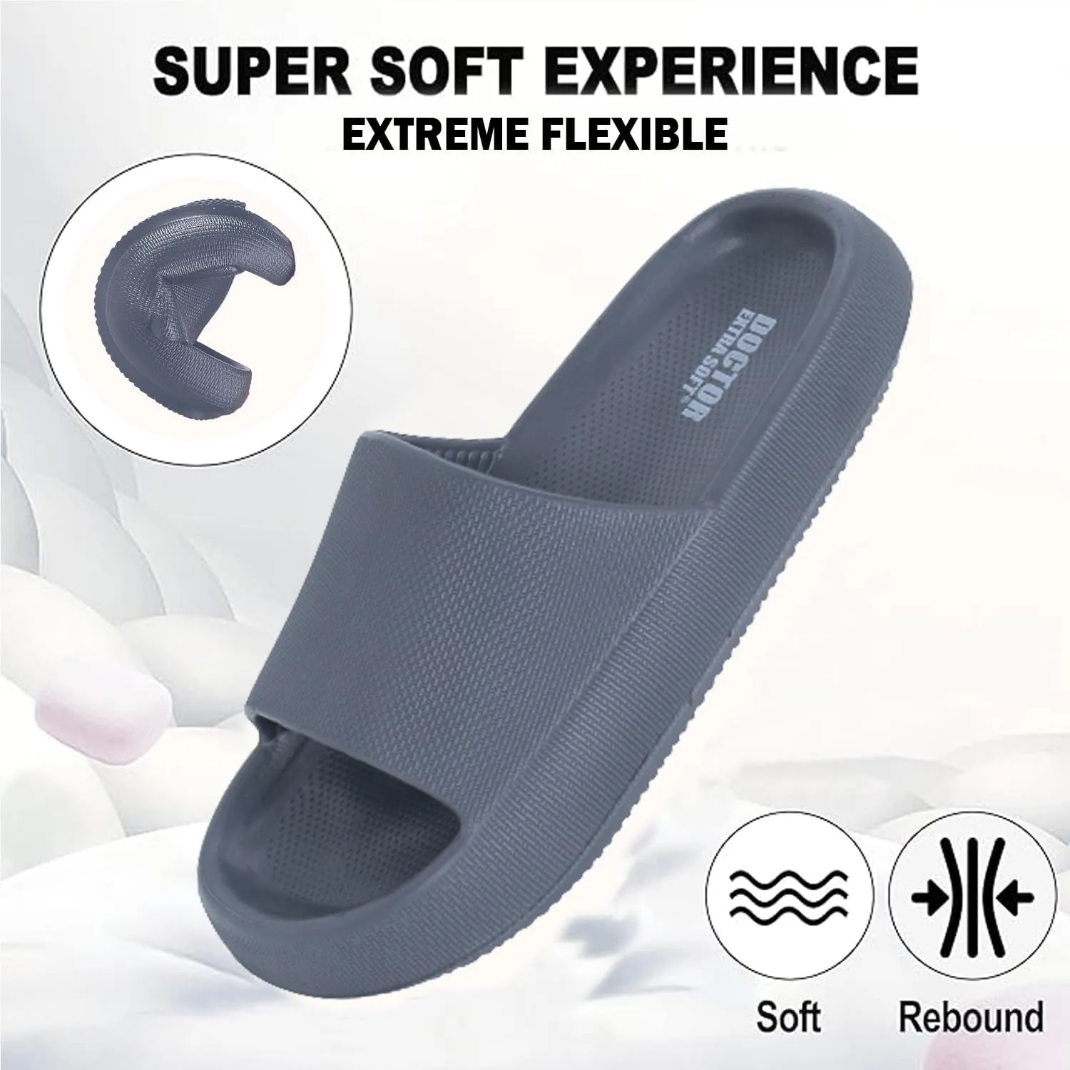 Men's Classic Ultra Soft Sliders/Slippers with Cushion FootBed for Adult | Comfortable & Light Weight | Stylish & Anti-Skid | Waterproof & Everyday Flip Flops for Gents/Boys D-504