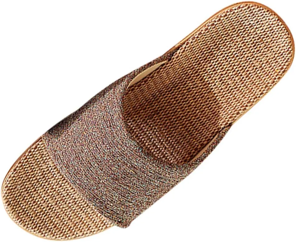 Mens House Slippers Memory Foam Beach Indoor Linen Slides Home Casual Shoes Soft Slippers for Men Indoor