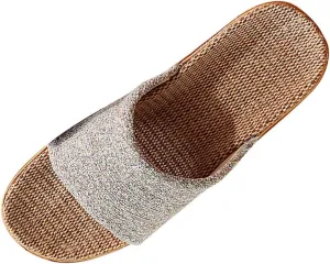 Mens House Slippers Memory Foam Beach Indoor Linen Slides Home Casual Shoes Soft Slippers for Men Indoor